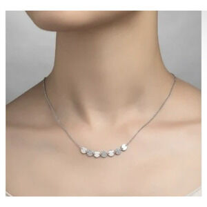 LaFonn 7 Symbols Of Joy Princess Cut Halo Necklace Sterling Silver Elegant